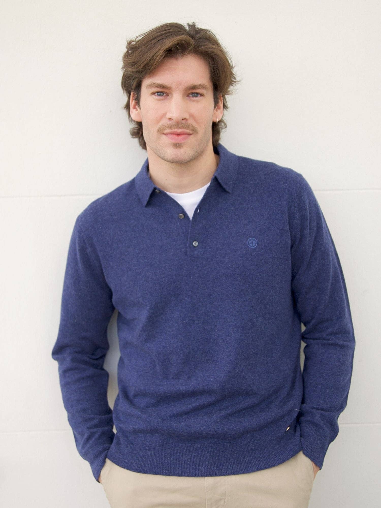 Bel Cashmere S.C. – wholesale Pikétröja – Herr – Herrtröja i kashmir med krage Röd1