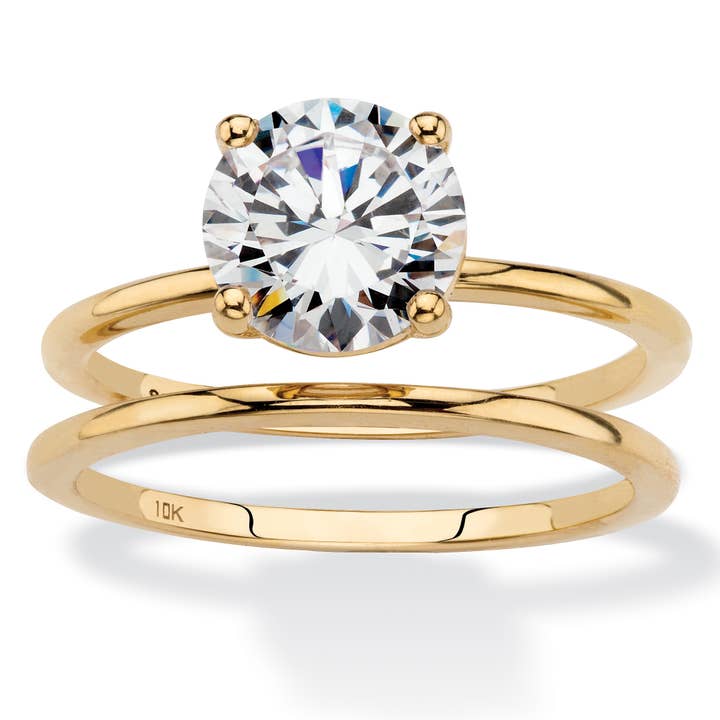 2 TCW Cubic Zirconia Solitaire Wedding Ring Set in 10k Gold for wholesale by PalmBeach Jewelry