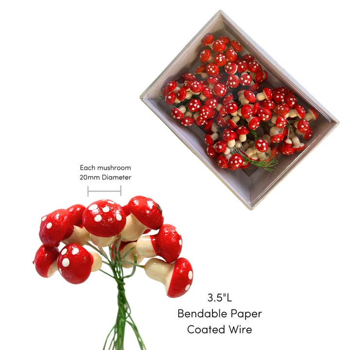 Jacobson - Wholesale Decorative Figurine - 20mm Plastic Mushroom on Wire