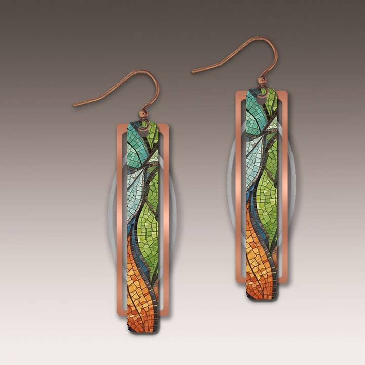 Floating Leaves Geometric Metal Accent Earrings for wholesale by Illustrated Light & DC Designs