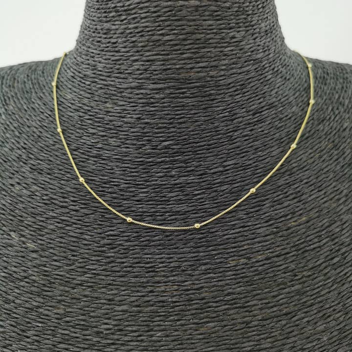 Aim Eternal - Wholesale Link & Chain Necklace - 14K 17.5 Inch Gold Filled Ball Beads on Box Necklace Chain for Jewelry Necklace Making, 17 1/2 x 1/16 x 1/16 Inches, CN-232