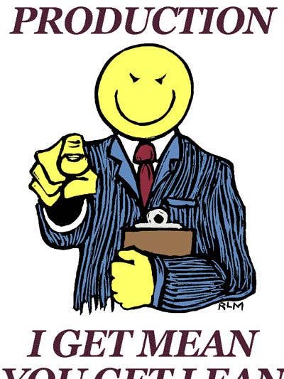 Lean Mean Produktion (Poster) für den Großhandel von Ricardo Levins Morales Art Studio