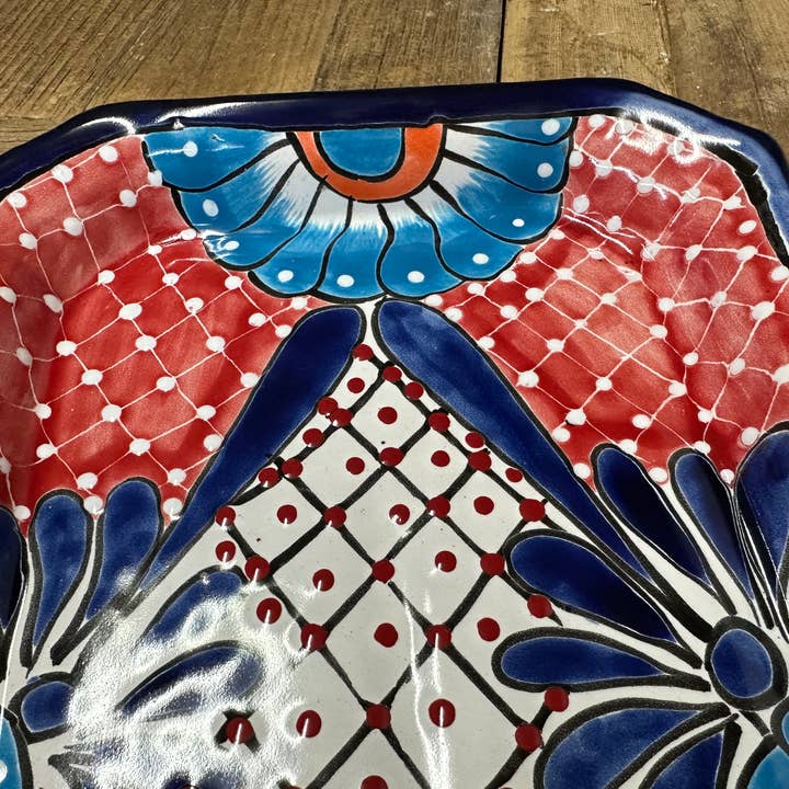 My Amigos Imports – Bandeja por atacado – LIQUIDAÇÃO-Prato de Festa em Cerâmica Talavera-10x17,5 pol-Grande1