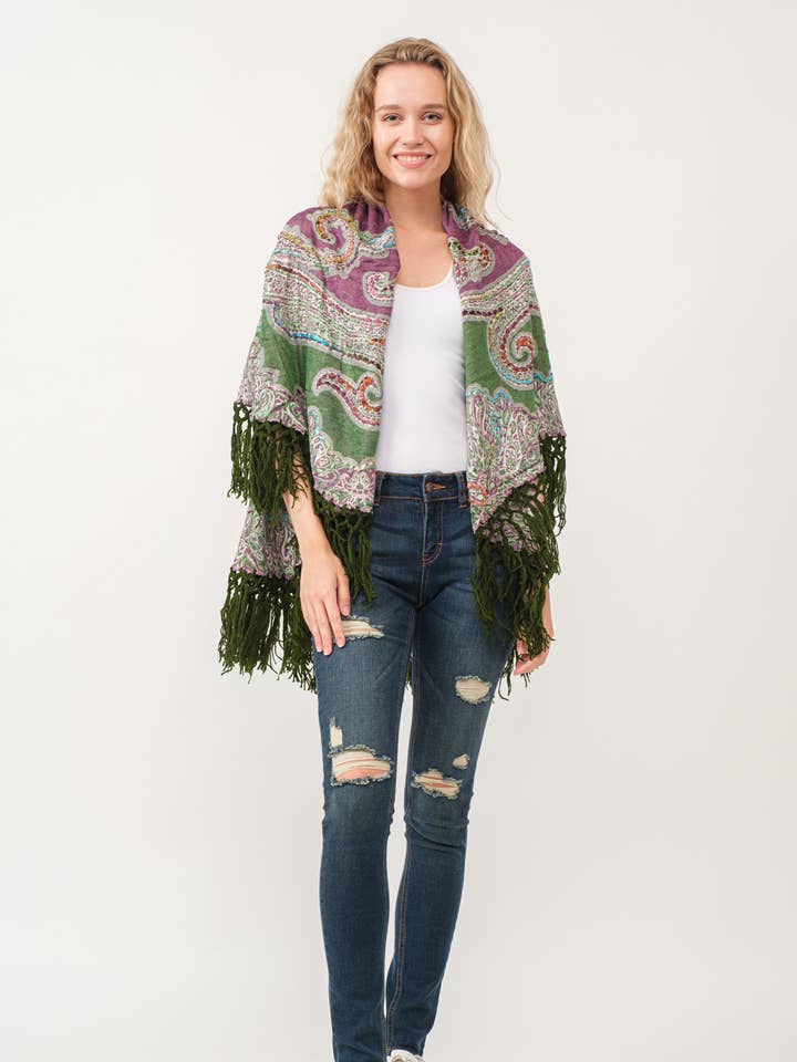 Elie Embroidered Poncho for wholesale by Raj Trading & Imports (USA) Inc.