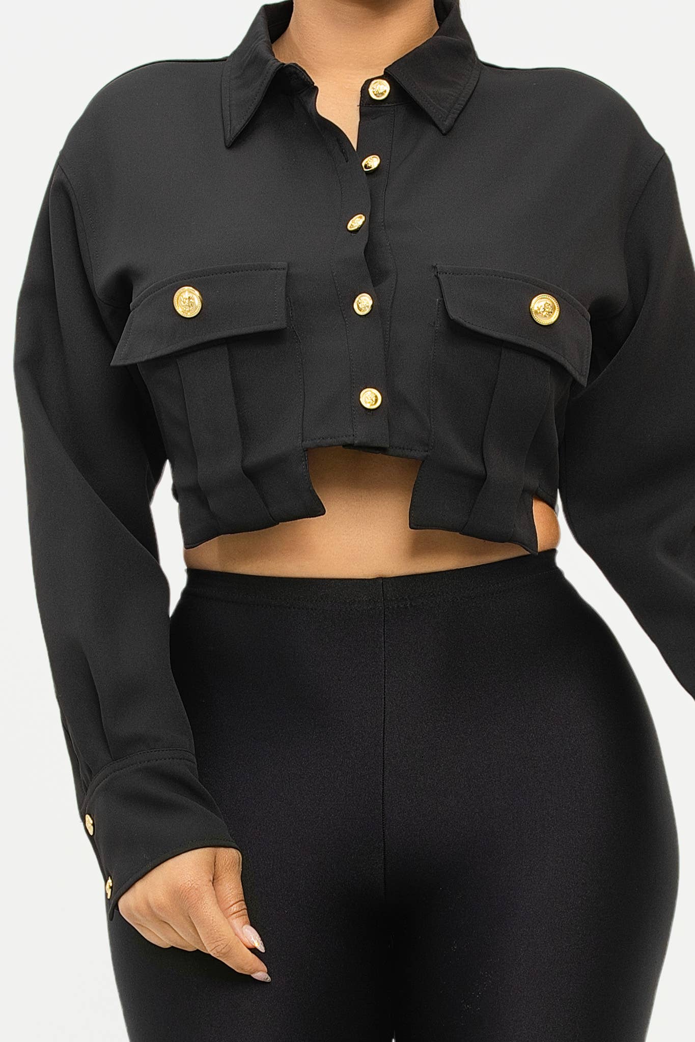 Julia by LoveJ - Vente Chemise à col boutonné – femme - Haut à boutons devant avec poches surdimensionnées19