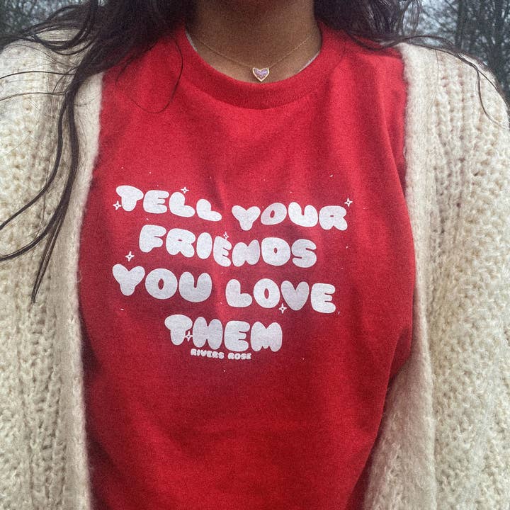 Red - Tell Your Friends You Love Them Tee✨ for wholesale by Rivers Rose