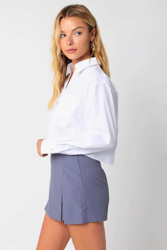 Olivaceous - Wholesale Button Down Shirt - Women's - Cropped Shirt3