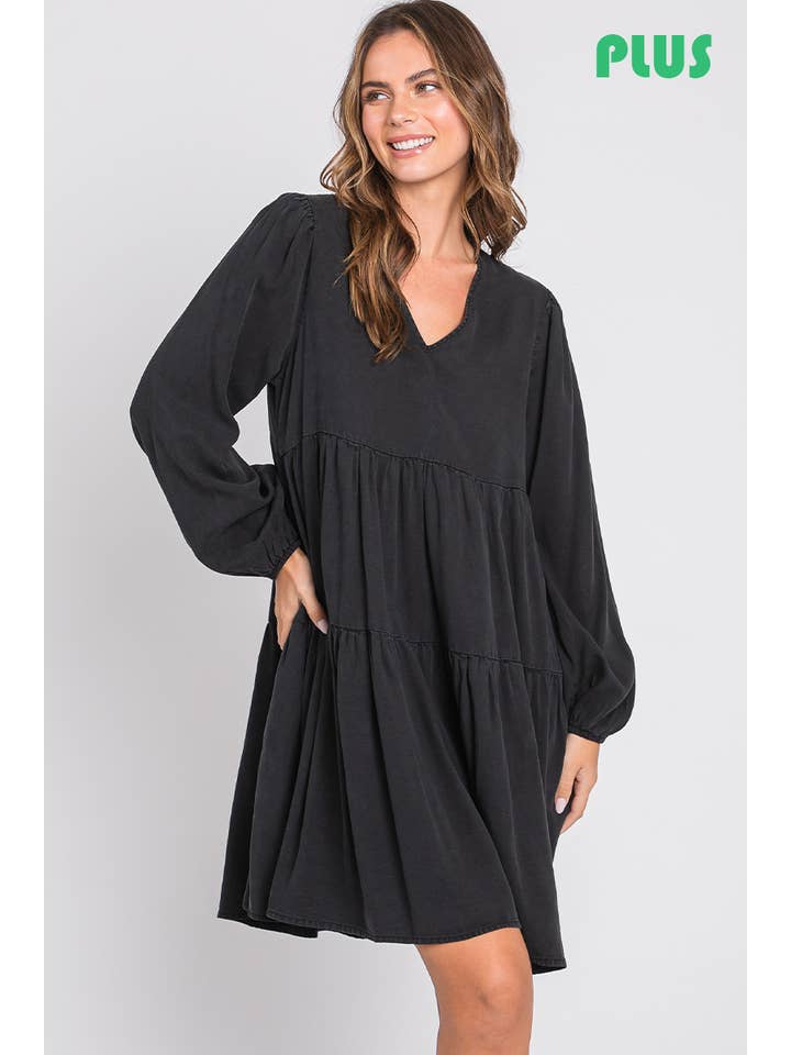 ZiA Apparel - Wholesale Dress - Women's - Thin Denim Tiered Dress Plus Size4