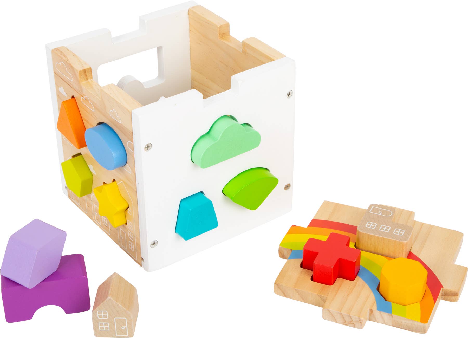 small foot - Wholesale Wood Toy - Kids - Shape-Fitting Cube Rainbow1