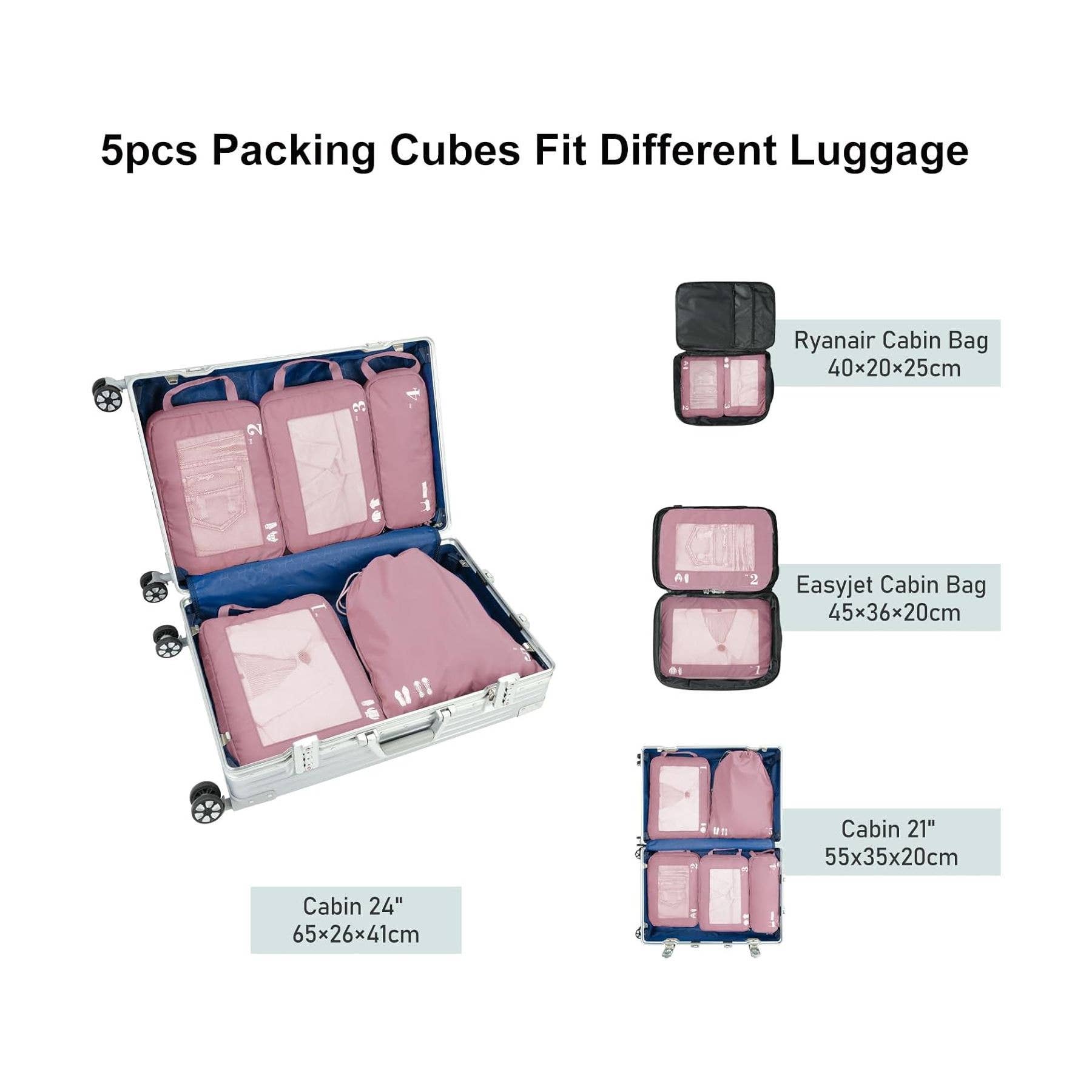 NARWEY INC - Wholesale Packing Cube - 5 Set Compression Packing Cubes for Suitcases Organiser Bags51