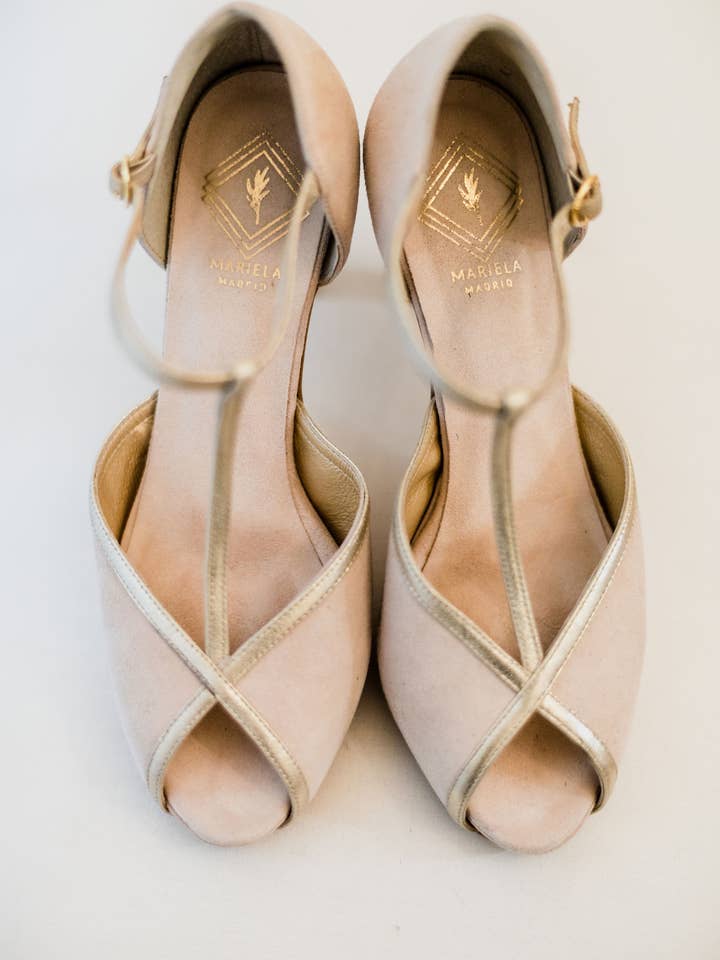 Beige Cotton Suede MARIELA CÓRDOBA women's luxury open toe sandals for wholesale on Faire