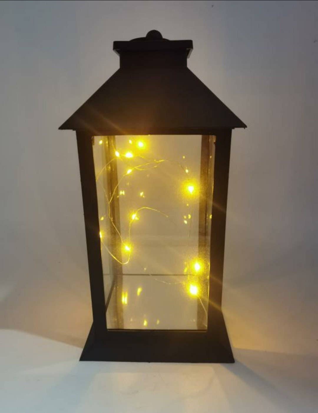 Green Pastures Wholesale - Wholesale Lantern - Lantern -12'' Hanging lantern with fairy lights/multi colors9