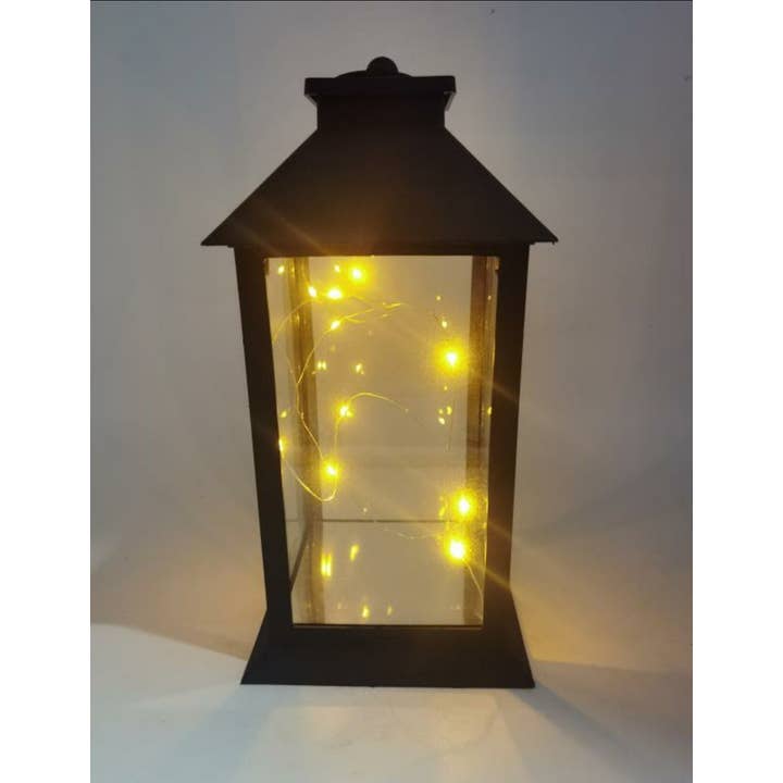 Green Pastures Wholesale - Wholesale Lantern - Lantern -12'' Hanging lantern with fairy lights/multi colors9
