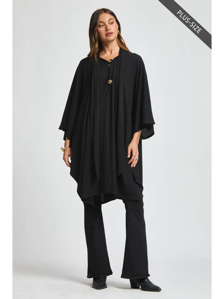 Dear Scarlett - Wholesale Poncho - Women's - PLUS SIZE Flowy Draped Poncho Top