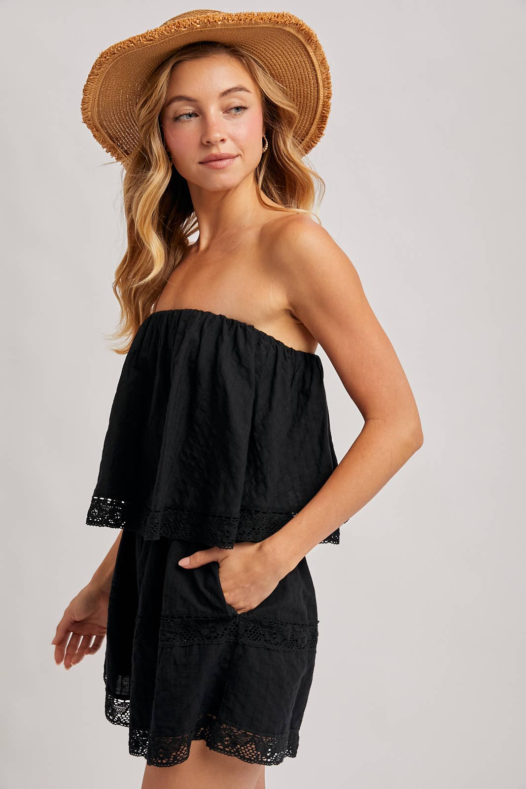 Bluivy - Wholesale Romper - Women's - STRAPLESS EMBROIDERED TRIM JUMPSUIT12