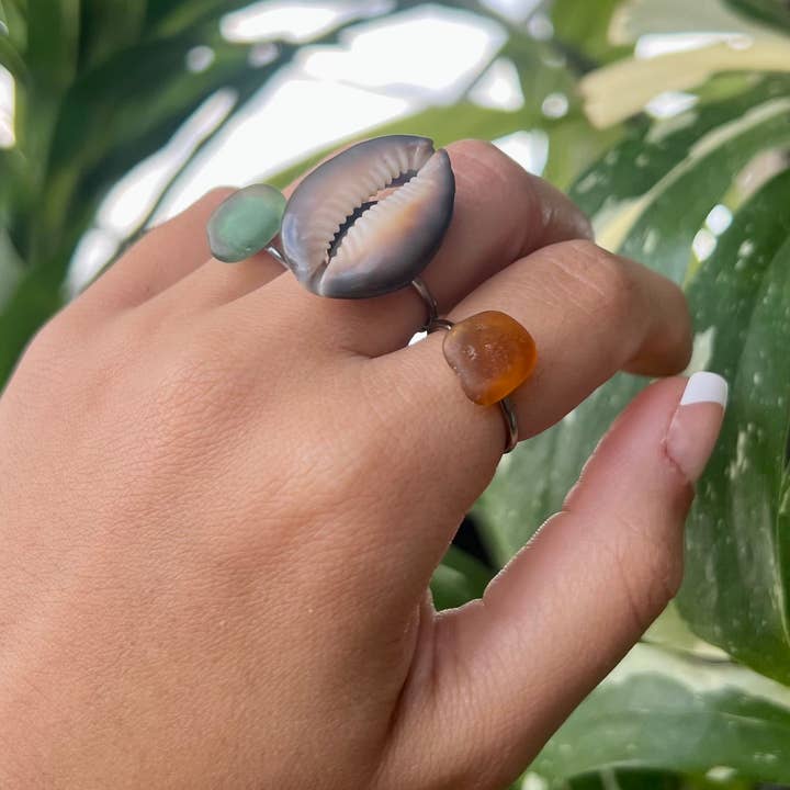 HALT - Wholesale Cocktail/Statement Ring - Honey Cowrie Ring | Boho Surfer Beach Jewelry1