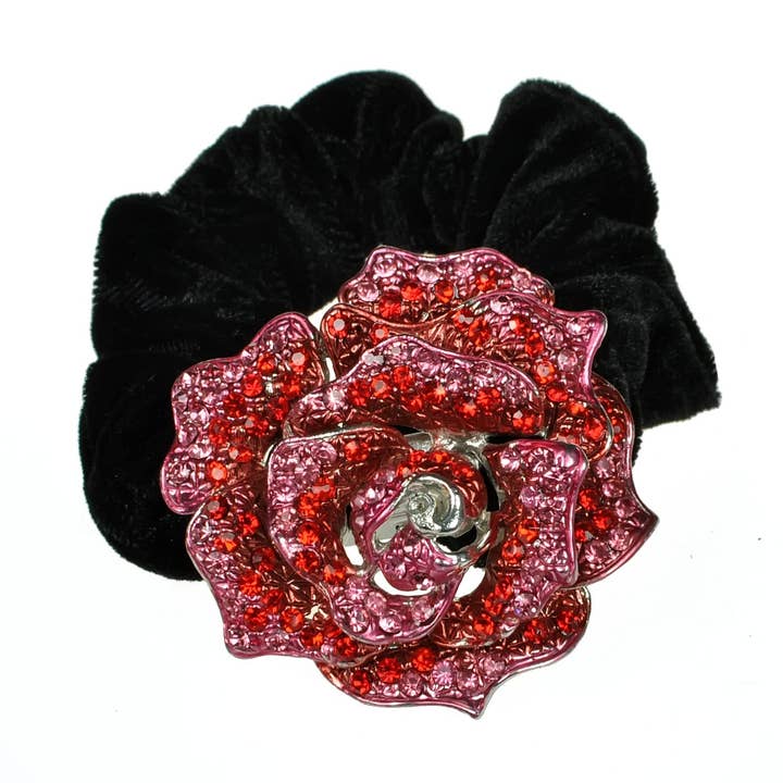 Diamante Scrunchie Floral voor wholesale door QueenMee Accessories