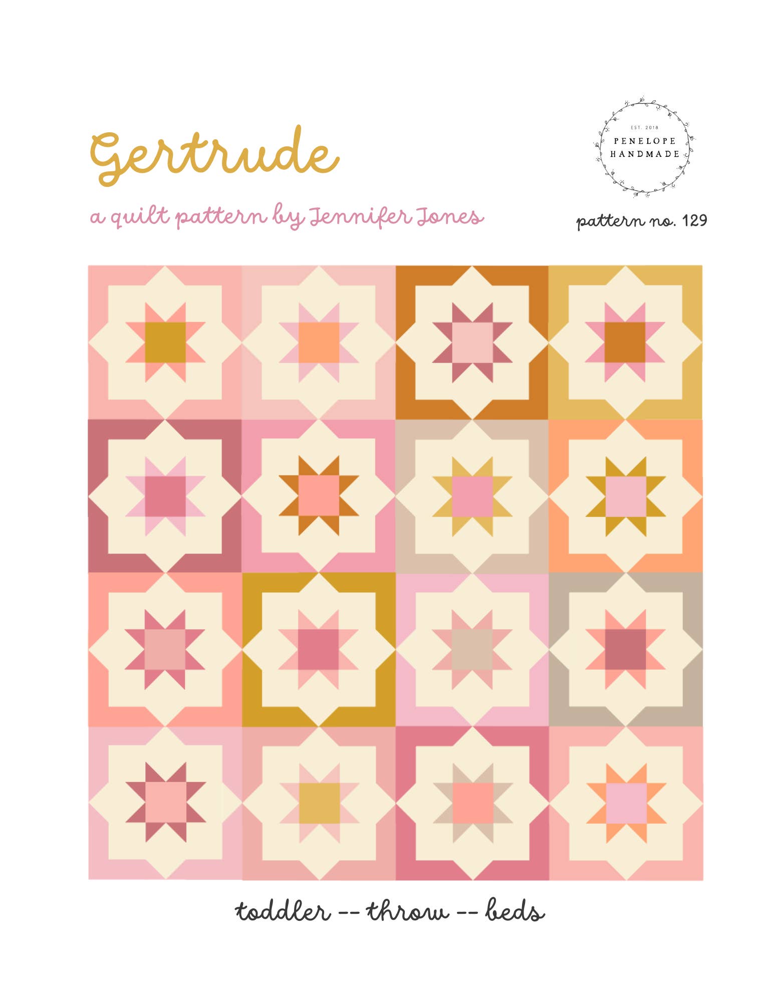 Penelope Handmade - Wholesale Craft Sewing Kit - Gertrude Quilt Pattern | Paper Pattern