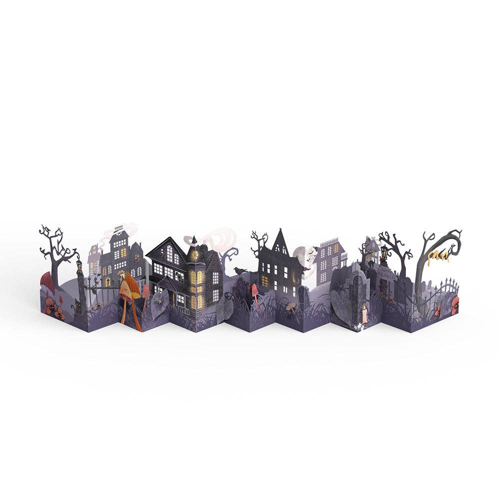 Lovepop Cards - Wholesale Halloween Card - Enchantingly Eerie Halloween Village Looooong Card 5x7"7