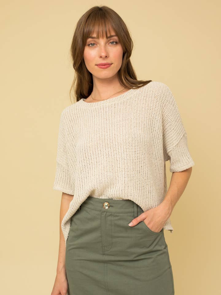 GILLI - Wholesale Knit Top - Women's - SHORT SLEEVE WAFFLE TOP