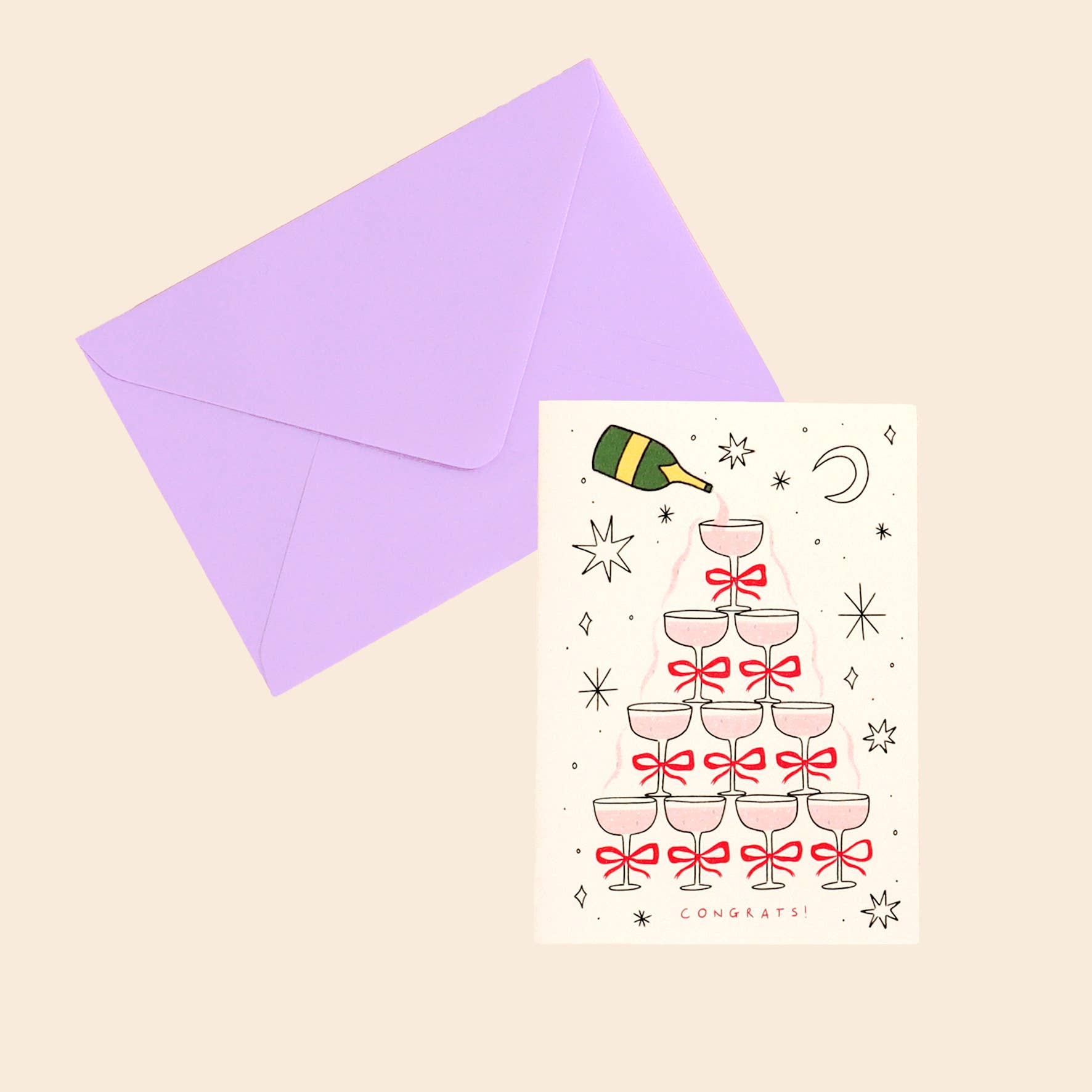 Little Black Cat Illustrated Goods - Vente Cartes de félicitations - Carte de félicitations Champagne | Fiançailles | Célébration1