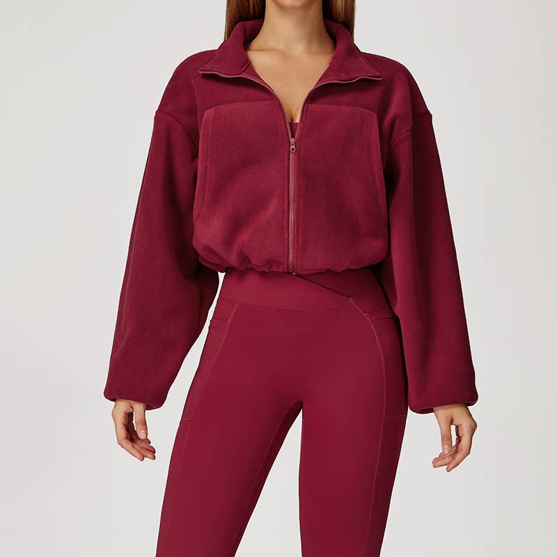 WONDERXFANS – Casaco de desporto - Mulher por atacado – Casaco polar de gola alta à prova de vento5