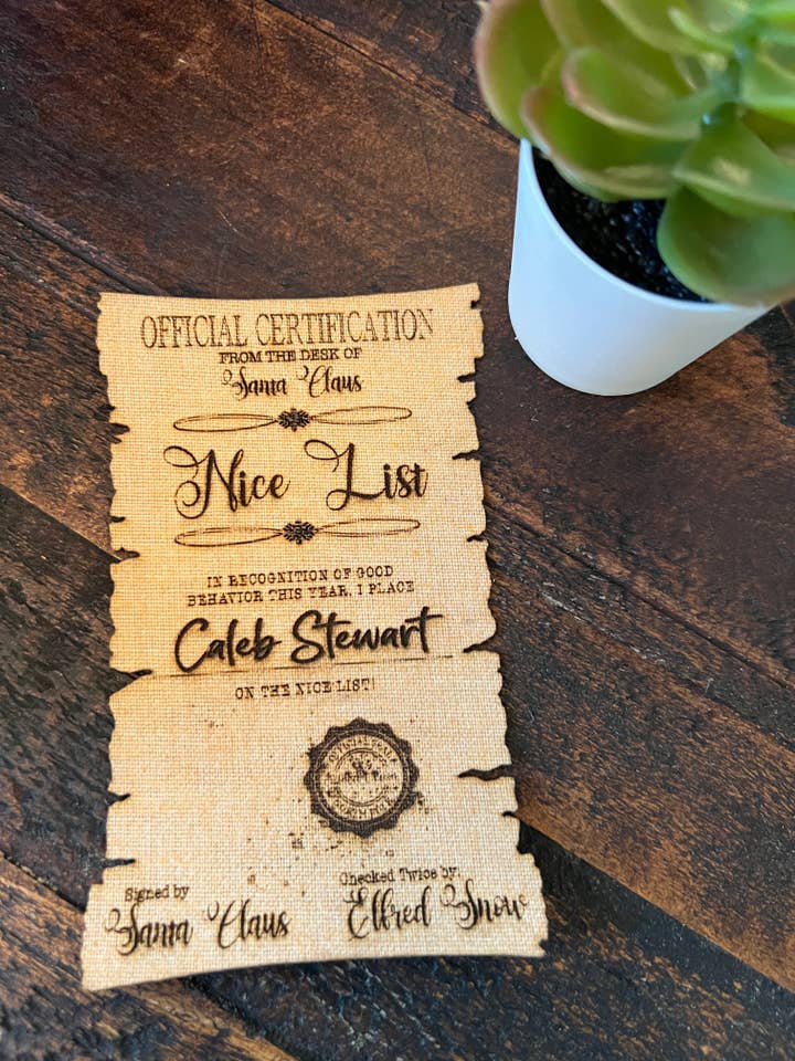 personalized Santa's nice list certificate for wholesale by Suchfungoods