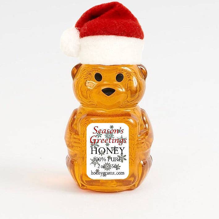 Season's Greetings Honey 2oz Honey Bear for wholesale by HoneyGramz