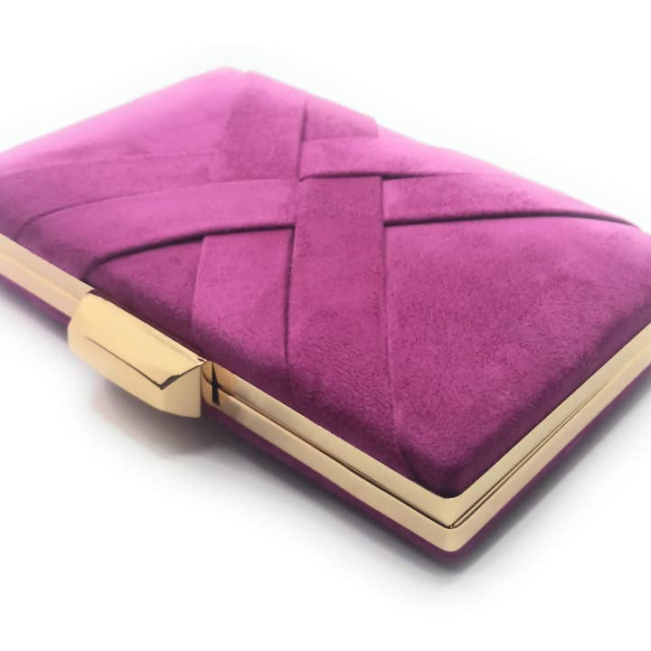 BRANDELIA - Wholesale Clutch Bag - Women's - Handbag Party Bag · Crossbody Suede Violet Gold6