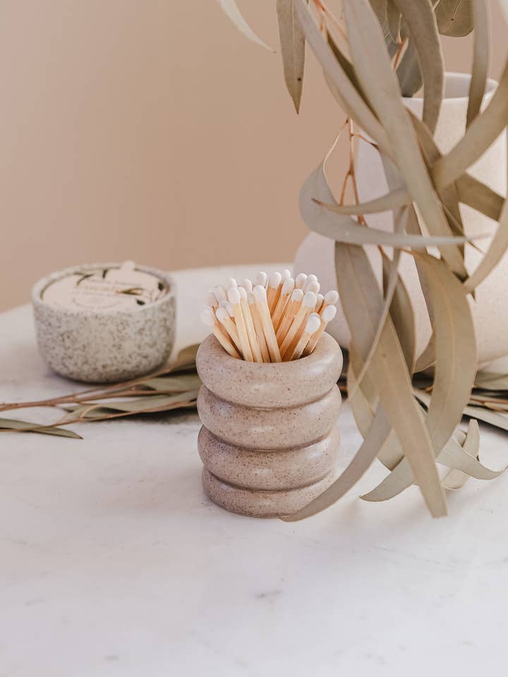 Ceramic match pot for wholesale by Mimi & August