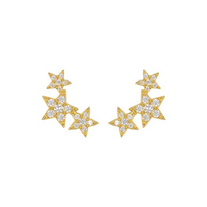 Adornia - Wholesale Stud/Post Earrings - Shooting Star Stud Earrings silver gold