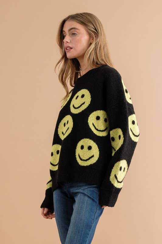 Pink Irene Wholesale - Vendita all'ingrosso Maglione tricot - Donna - MAGLIONE CON MOTIVO A VOLTO SORRIDENTE16