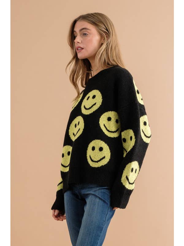 Pink Irene Wholesale - Vendita all'ingrosso Maglione tricot - Donna - MAGLIONE CON MOTIVO A VOLTO SORRIDENTE16