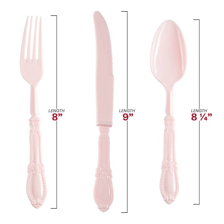 Smarty had a Party - Wholesale Assorted Cutlery Set - Pink Baroque Disposable Plastic Cutlery Set - 20 Guests1