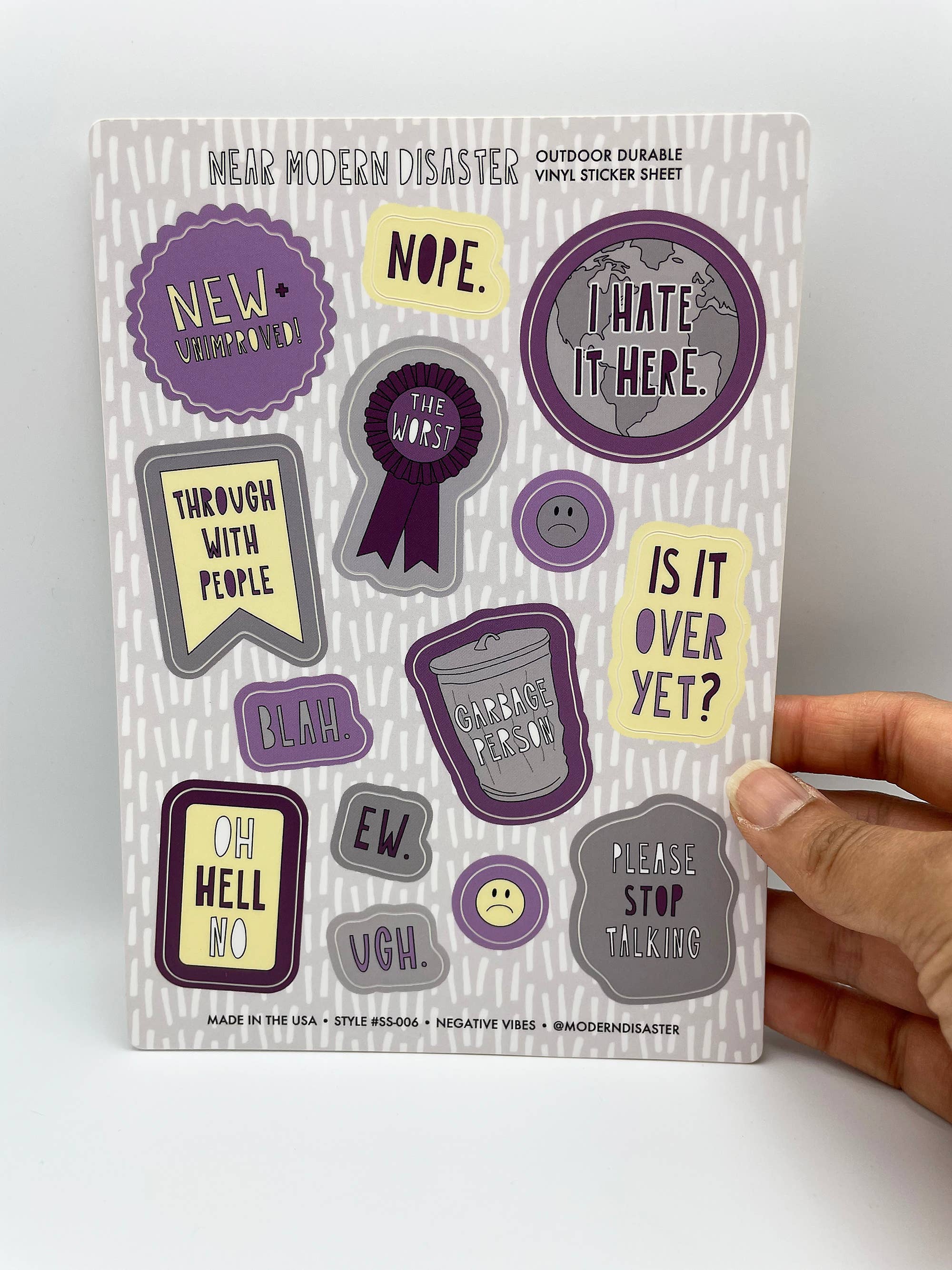 Near Modern Disaster - Wholesale Sticker - Negative Vibes - 5" x 7" sticker sheet1