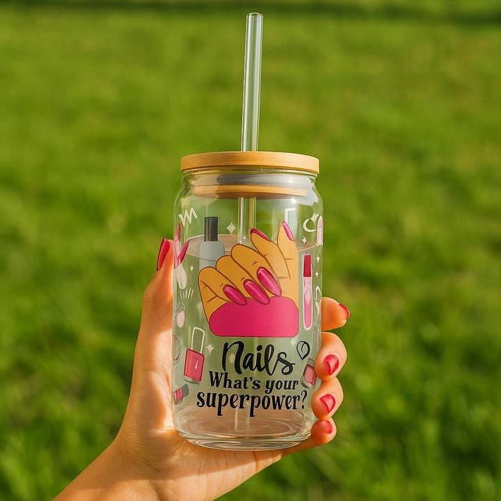 Custom Nail Artist Glass Tumbler, Esthetician, Beauty-Themed Tumblers for Her, Stylish Drinkware, Perfect Gift for Nail Lovers, Spa Days for wholesale by OhhhSoPeachy