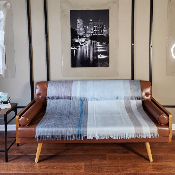 LATITUDE ZERO GOODS - Wholesale Throw Blanket - Cielo - Reversible Alpaca Wool Throw Blanket