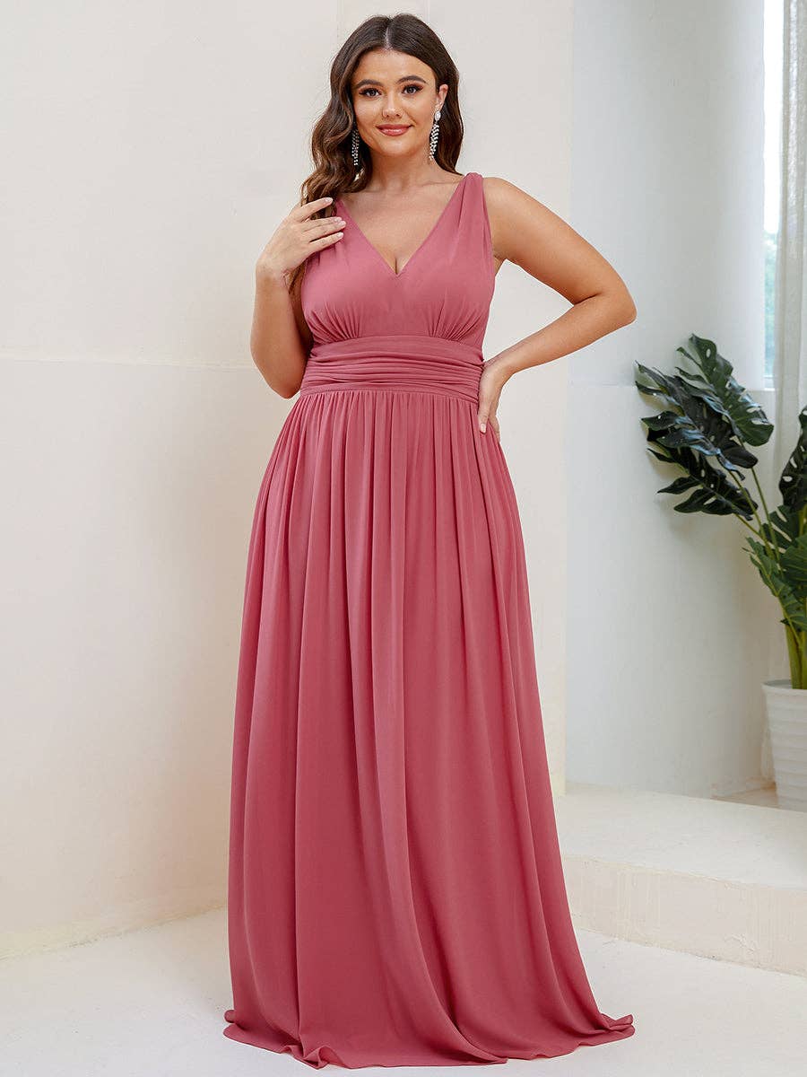 Ever-Pretty - Wholesale Formele jurk - Dames - Maxi avondjurk in plusmaat met dubbele V-hals61