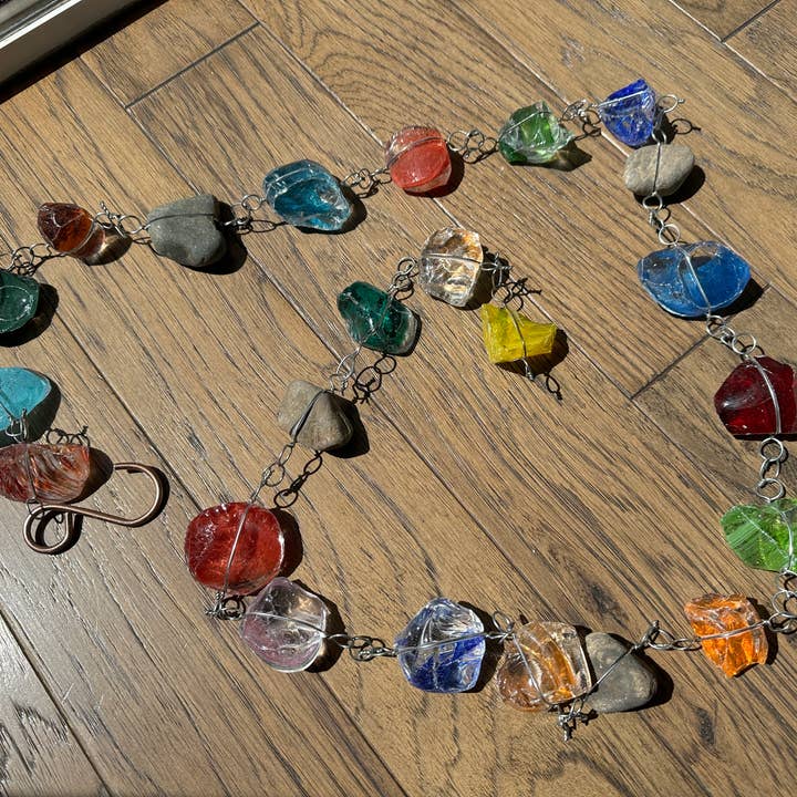 ApricotMint - Wholesale Art stones - 6 ft Recycled Art Glass & Rock Rain Chain2