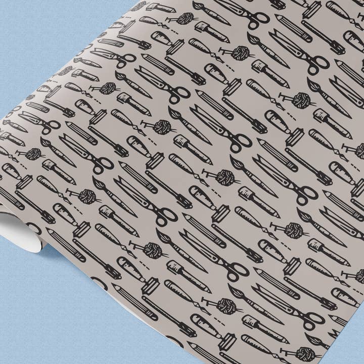 Papier Cadeau Outils d'Art – Feuille Unique pour Créatifs pour la vente par Block21Prints