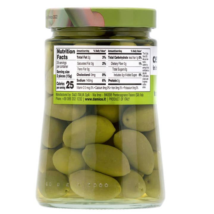 Wholesale Italian Food - Wholesale Olives - Fratelli D'Amico Green Olives, Cerignola Olives 25.7 oz