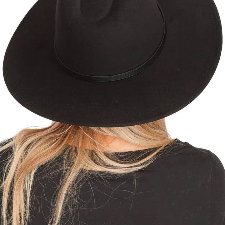 Cap Zone - Wholesale Fedora - Women's - Red Bottom Black Belt Rancher Hat Wide Brim17