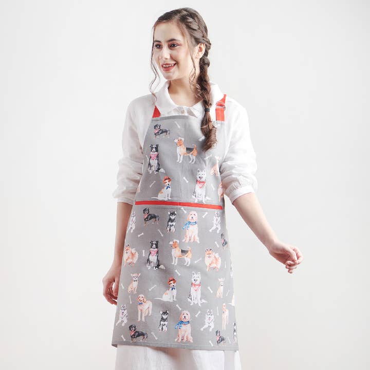 Maison d'Hermine - Wholesale Apron - Lovely Dogs Apron 100% Cotton Adjustable Neck Long Ties