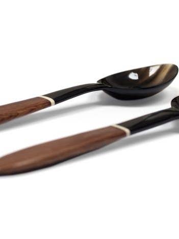 Couverts en corne noire large avec manche en bois de rose pour la vente par rivêt - L'Indochineur