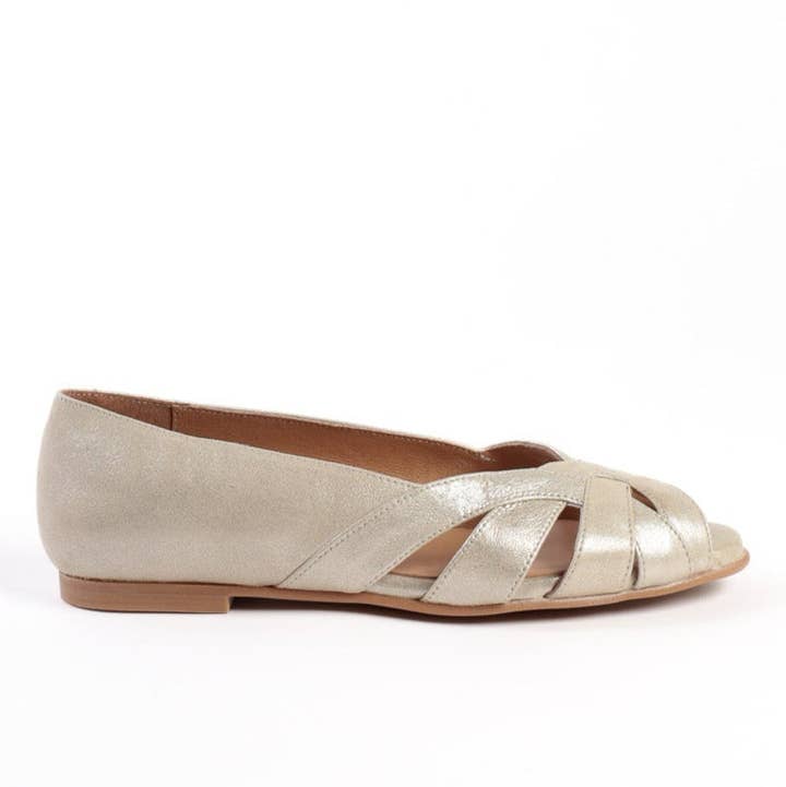 KMB Shoes - Vente Ballerines – femme - AMELIA GOLD - Ballerines à bout ouvert avec brides croisées2