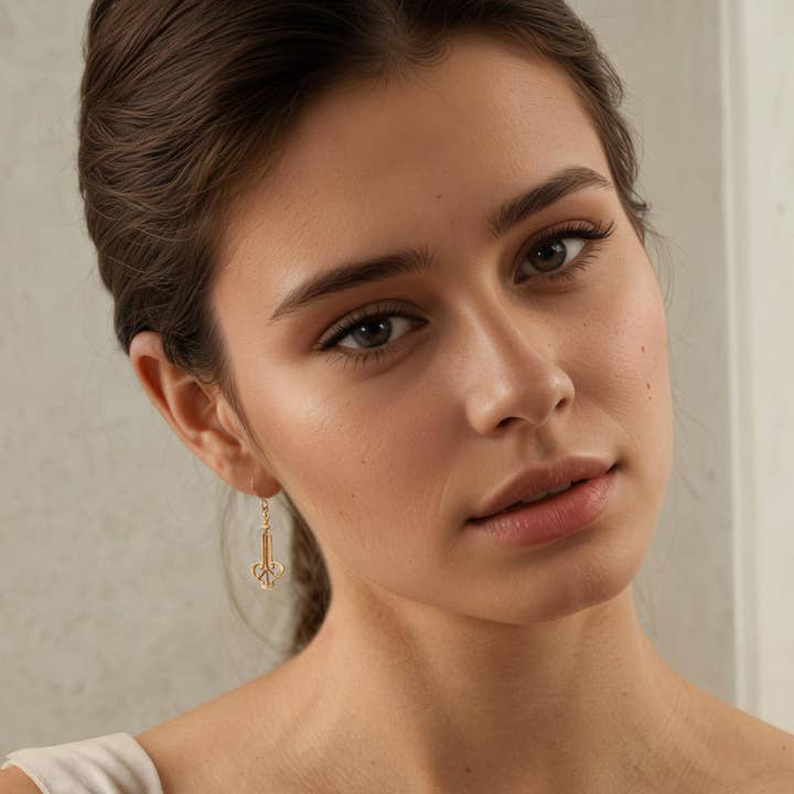 Silk Purse, Sow's Ear - Wholesale Dangle Earrings - Gold Art Deco Harp Earrings10