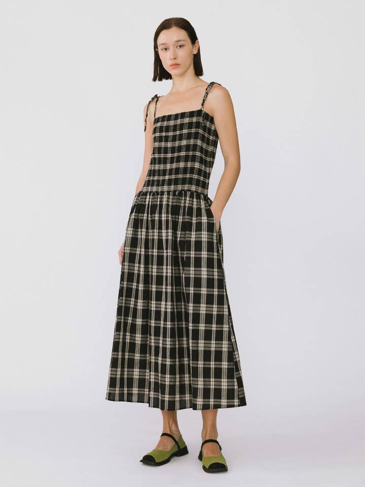 Pure Cotton Plaid Sling Dress for wholesale by CUBIC
