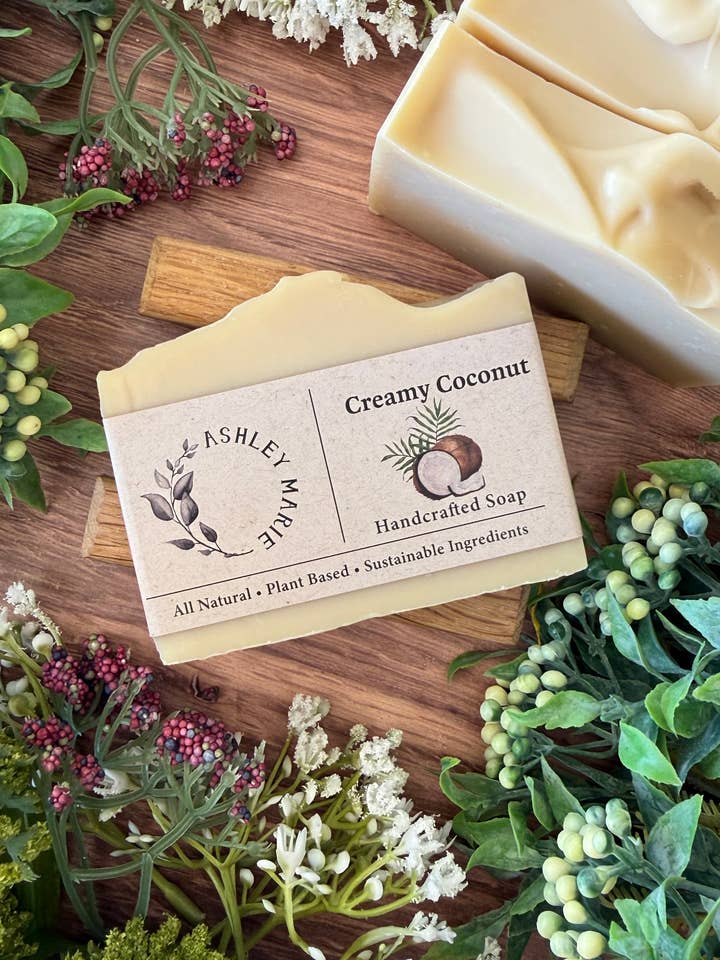 Creamy Coconut Bar Soap | Moisturizing Handmade Artisan for wholesale by Ashley Marie Soap