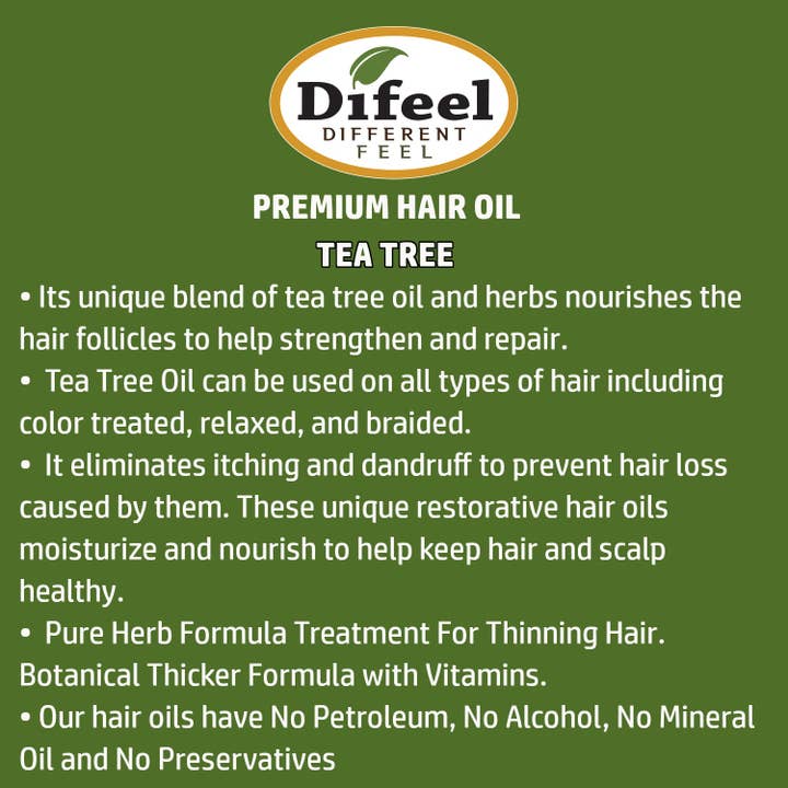 Difeel - Wholesale Hair Oil - Premium Natural Hair Oil - Tea Tree Oil 8 oz.