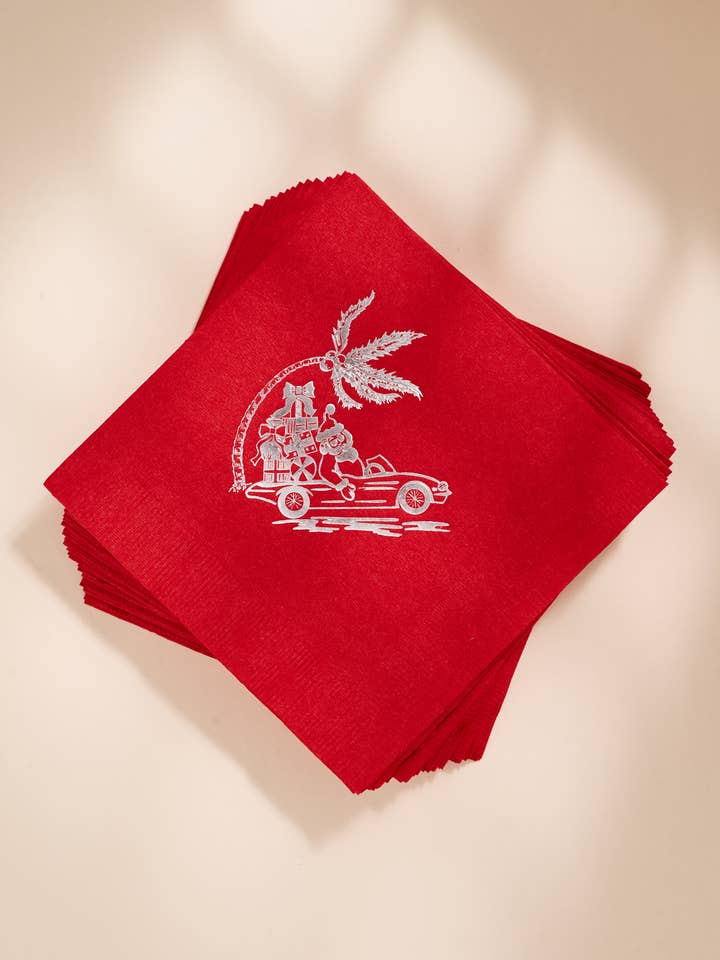 Island Santa Paper Beverage Napkin - Set of 20 for wholesale by One & Only Paper